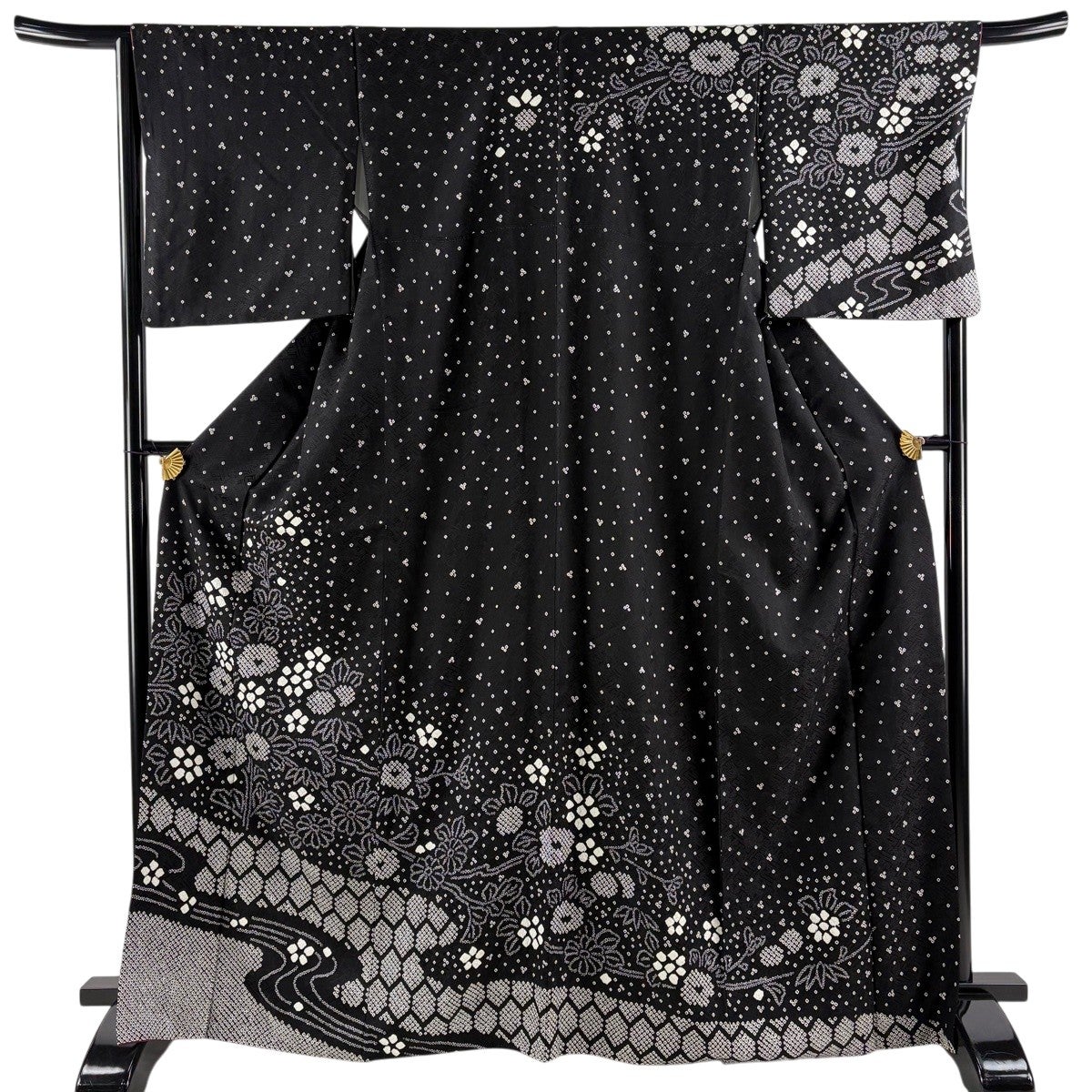 美品】 訪問着 身丈163cm 裄丈65.5cm M 袷 落款あり 辻が花 銀通し
