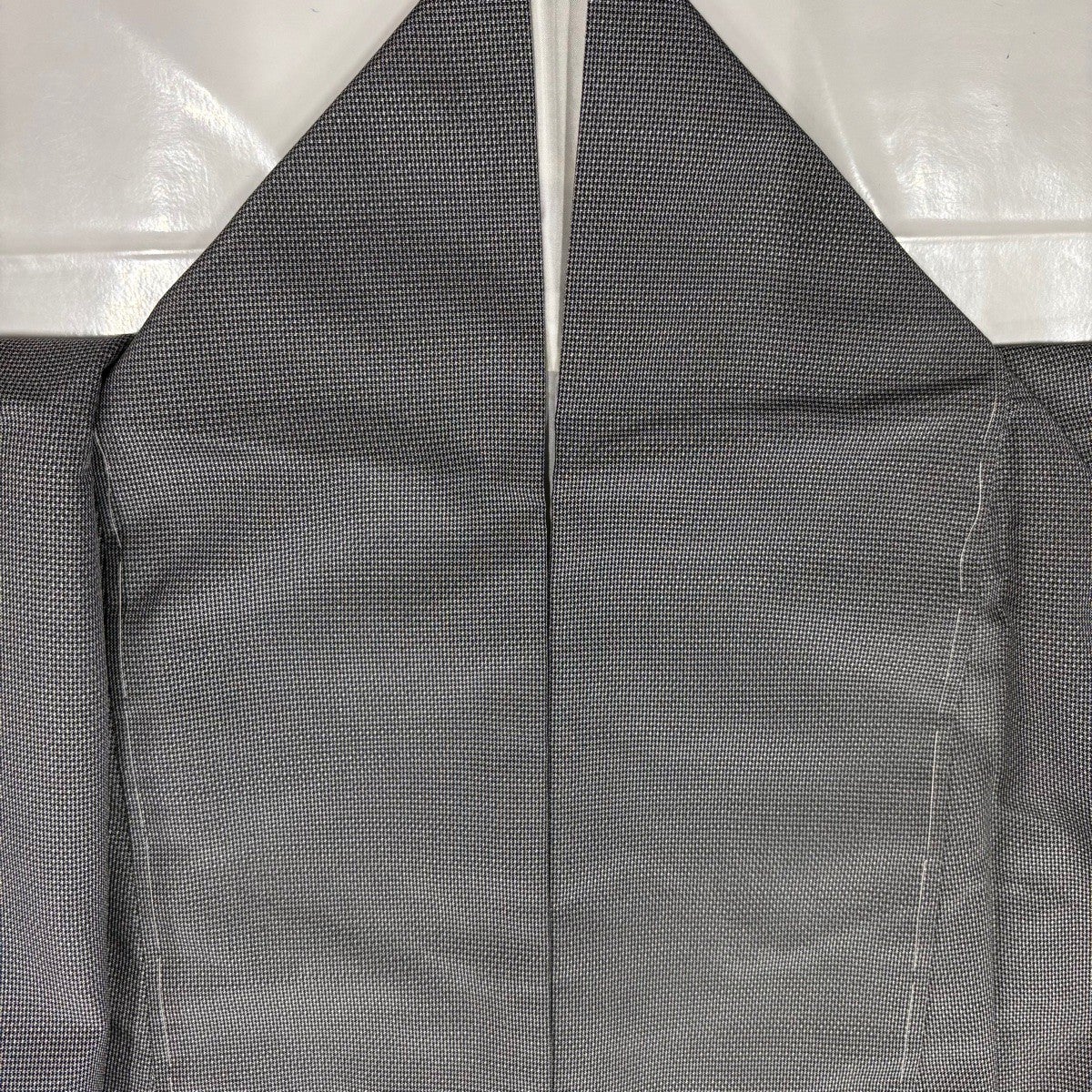 美品】 付下げ 身丈157cm 裄丈64cm M 袷 紬地 山なみ 灰色 正絹 秀品