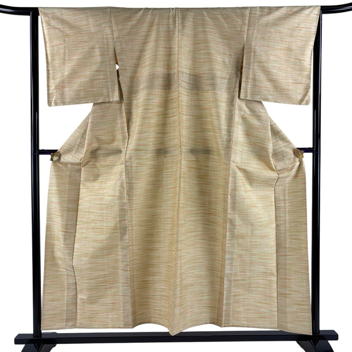 単衣 紬 クリーム 抽象文 身丈166.5cm 裄丈65cm トールサイズ 正絹 美品】 紬 身丈165cm 裄丈63cm S 単衣 段縞 薄緑 正絹 逸品｜中古