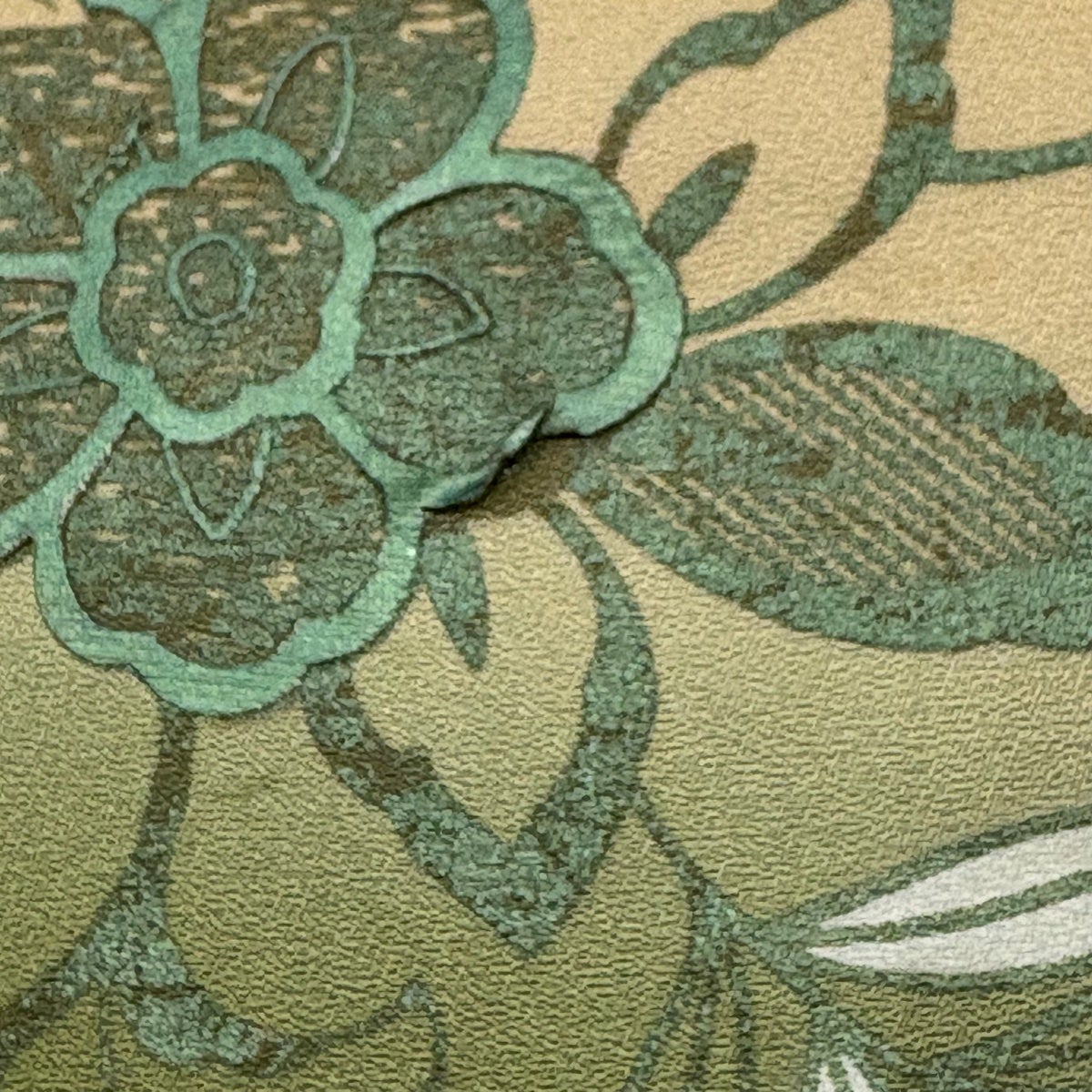 訪問着 身丈172cm 裄丈66.5cm M 袷 華文 花唐草 金彩 ぼかし 黄土色