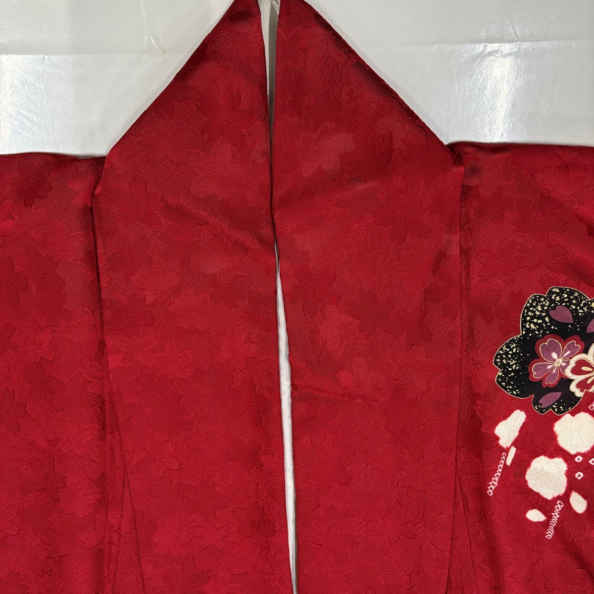 美品】 振袖 身丈162cm 裄丈69.5cm L 袷 やまと 鼓 桜 金糸 桜 赤 正絹