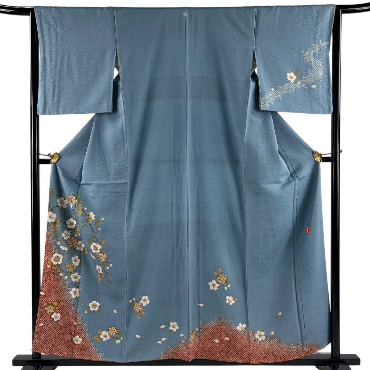 美品】 袋帯 名品 坂東三津五郎 落款あり 花布季 やまと 桜楓 菱格子