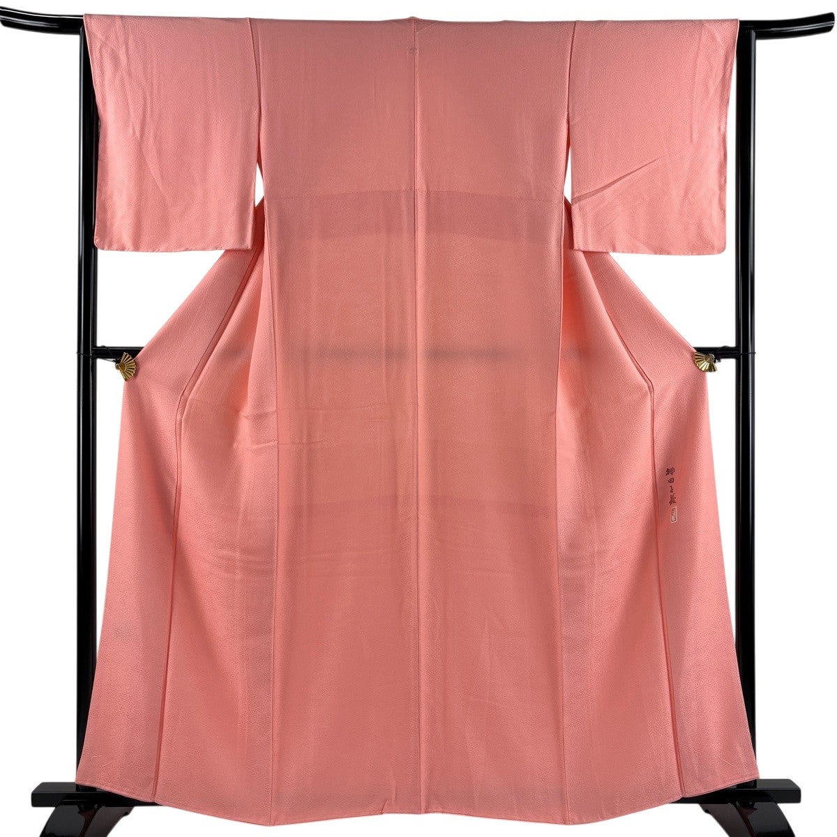 美品】 色無地 身丈159.5cm 裄丈64cm M 袷 押田正義 落款あり 地紋
