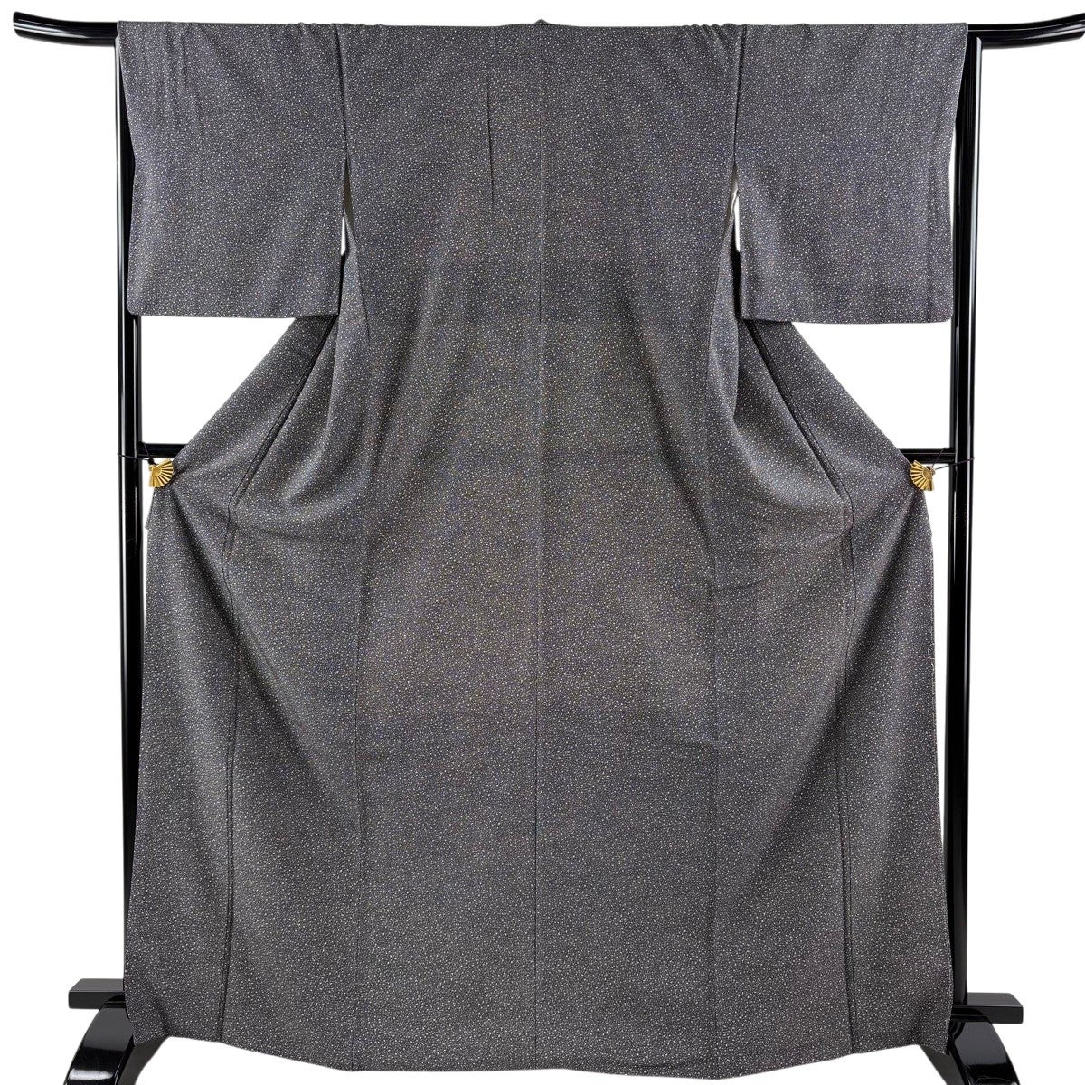 小紋 身丈168.5cm 裄丈65cm M 袷 幾何学模様 黒灰 正絹 秀品｜中古