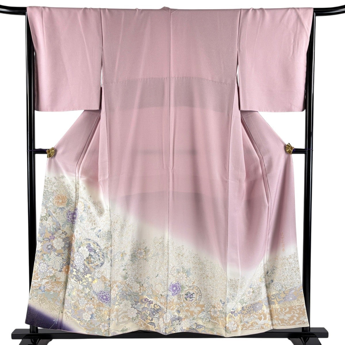 美品】 色留袖 身丈156.5cm 裄丈66cm M 袷 辻が花柄 丸文 金銀糸 箔