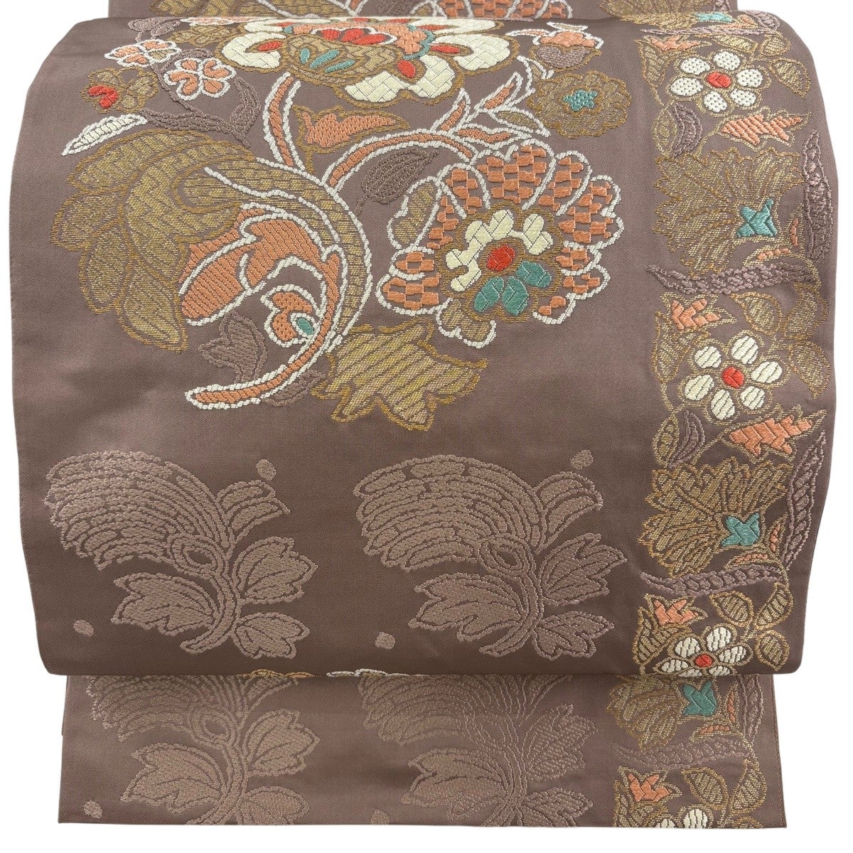 美品】 袋帯 逸品 桂秀 落款あり 天然灰汁醗酵建本藍染 七宝 華文 金