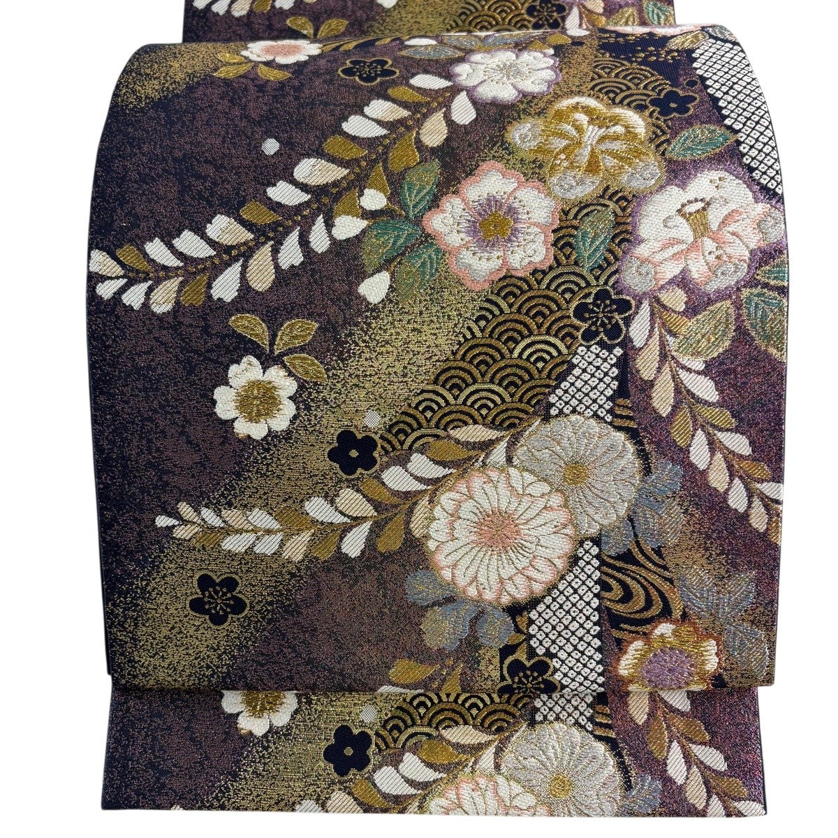 美品 袋帯 秀品 花唐草 箔 金色 六通 正絹｜中古・古着・リサイクル