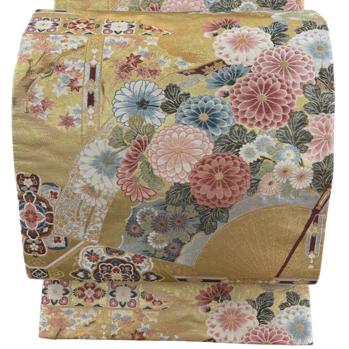 美品】 袋帯 名品 落款あり 徳川美術館秘蔵 能楽百扇 24金プラチナ三重