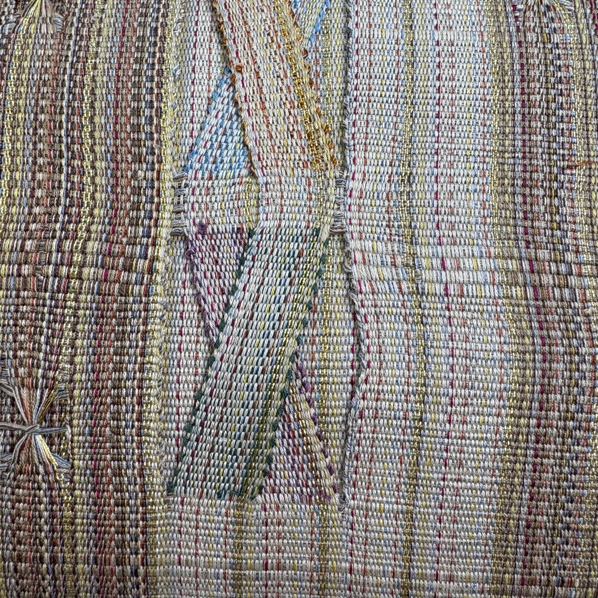 美品】 名古屋帯 秀品 八寸名古屋帯 松葉仕立て 幾何学模様 縞模様