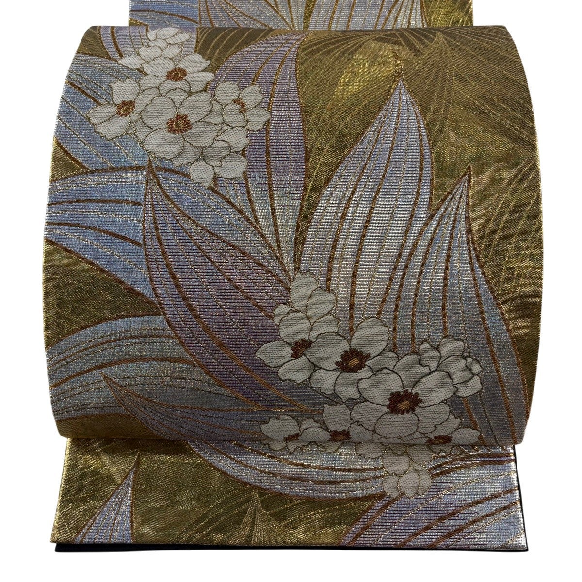 袋帯 美品 秀品 本金箔 錦華紋裂 金糸 箔 金色 六通 正絹 【中古