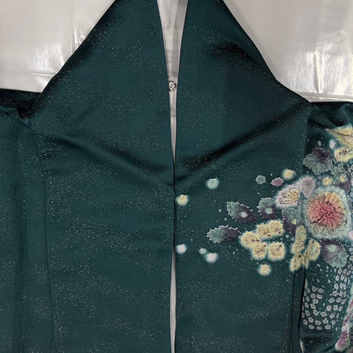 美品】 訪問着 身丈162cm 裄丈67cm M 袷 辻が花 銀通し ぼかし 深緑