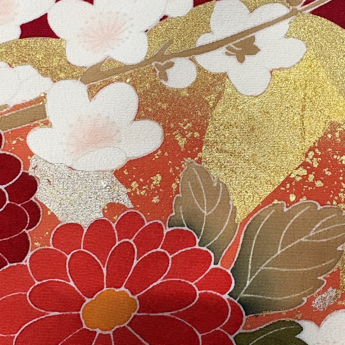振袖 身丈166cm 裄丈67.5cm L 袷 菊 雲文 金糸 金彩 赤 正絹 名品