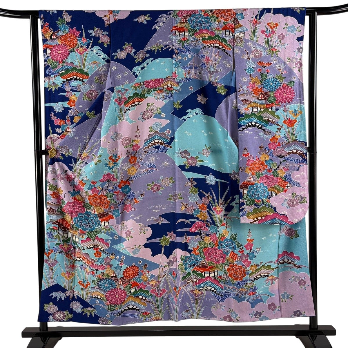 振袖 身丈158.5cm 裄丈63.5cm S 袷 岩田専太郎 落款あり 松竹梅 橘