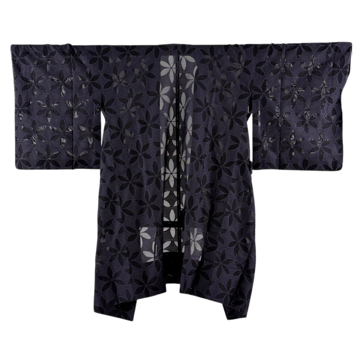 黒地⭐️着丈177cm⭐️裄68cm⭐️正絹絞り全総松柄振袖掛下衣装⭐️貴重品⭐️売り切り 美品】 道中着 身丈94.5cm 裄丈63cm S 和装コート 着物衿 花 濃紫 正絹