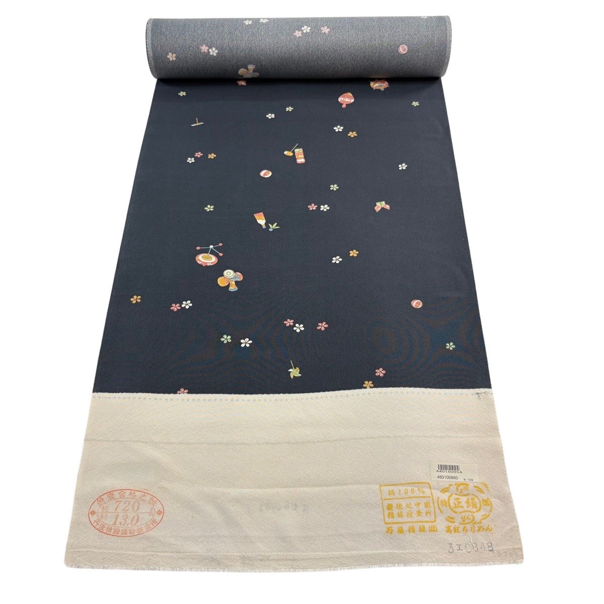 反物 秀品 小紋 草花 蔓帯 紫 正絹｜中古・古着・リサイクル着物通販