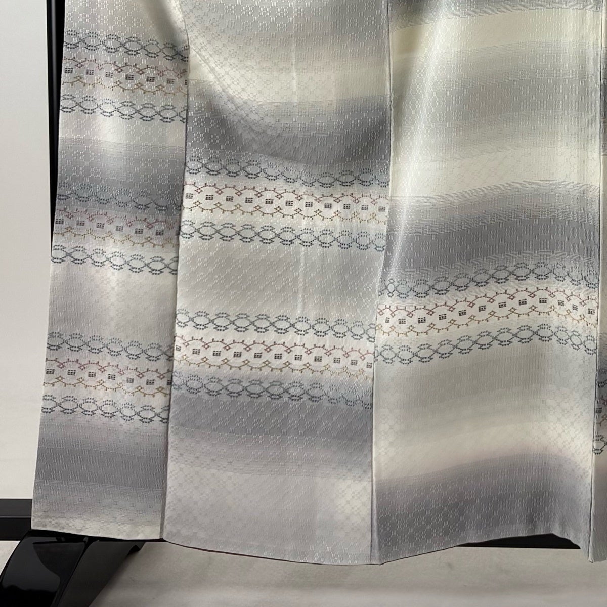 美品】 付下げ 身丈162.5cm 裄丈64cm M 袷 袋帯セット 幾何学 段縞
