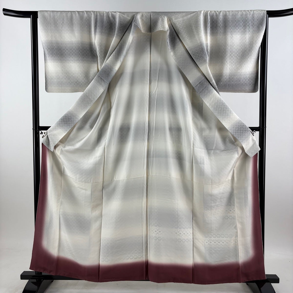 美品】 付下げ 身丈162.5cm 裄丈64cm M 袷 袋帯セット 幾何学 段縞