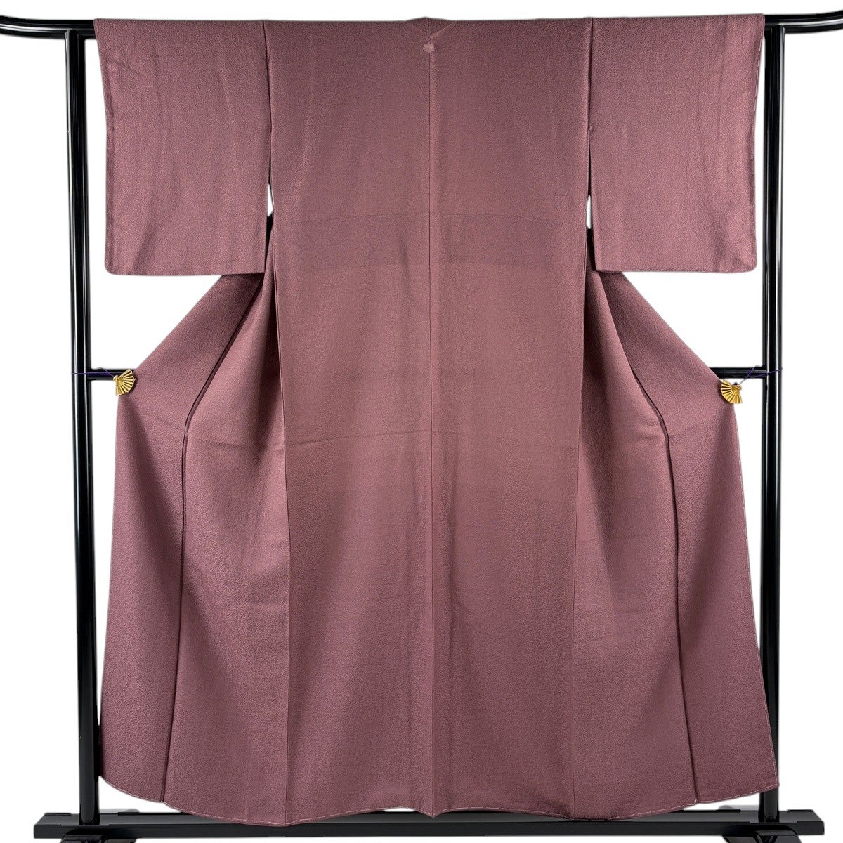 美品】 色無地 身丈154cm 裄丈61cm S 袷 地紋 紫 正絹 優品 一つ紋