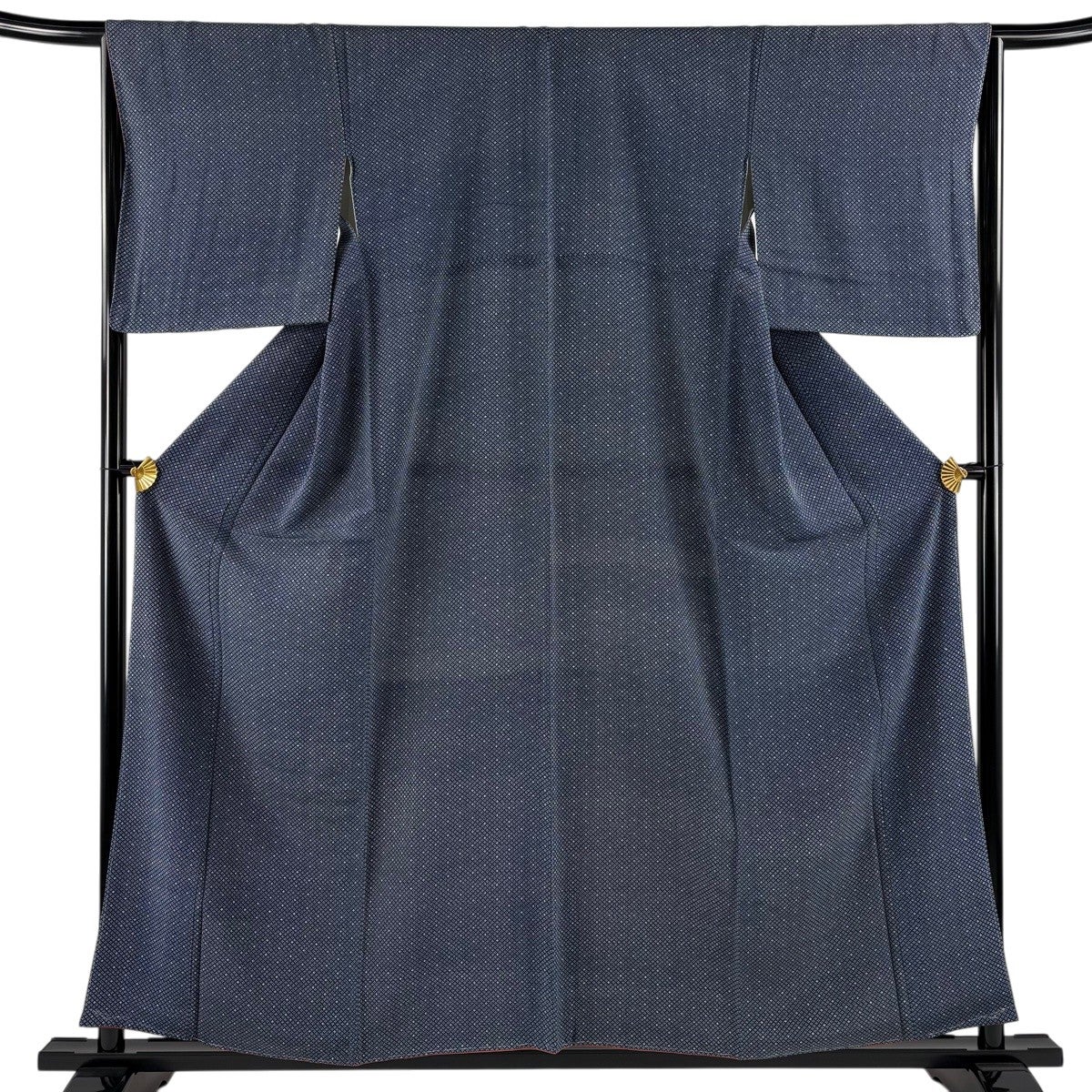 小紋 身丈165.5cm 裄丈64.5cm M 袷 小花 幾何学 黒 正絹 優品｜中古