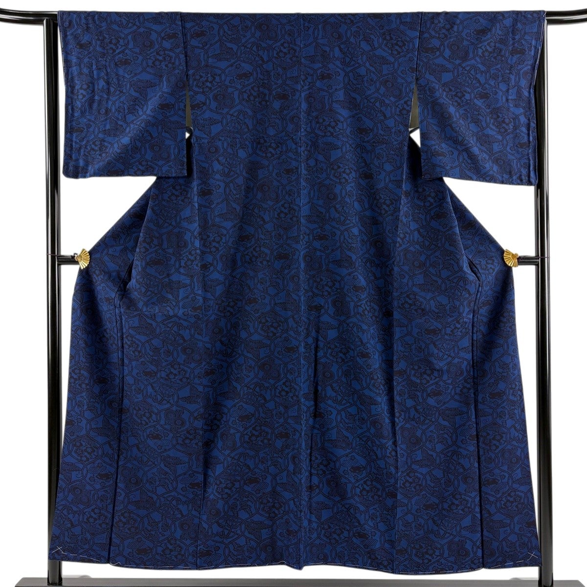小紋 身丈155cm 裄丈62.5cm 正絹 秀品 【中古】 美品】 小紋 身丈155cm 裄丈62cm S 袷 やまと 草花 地紋 薄緑 正絹
