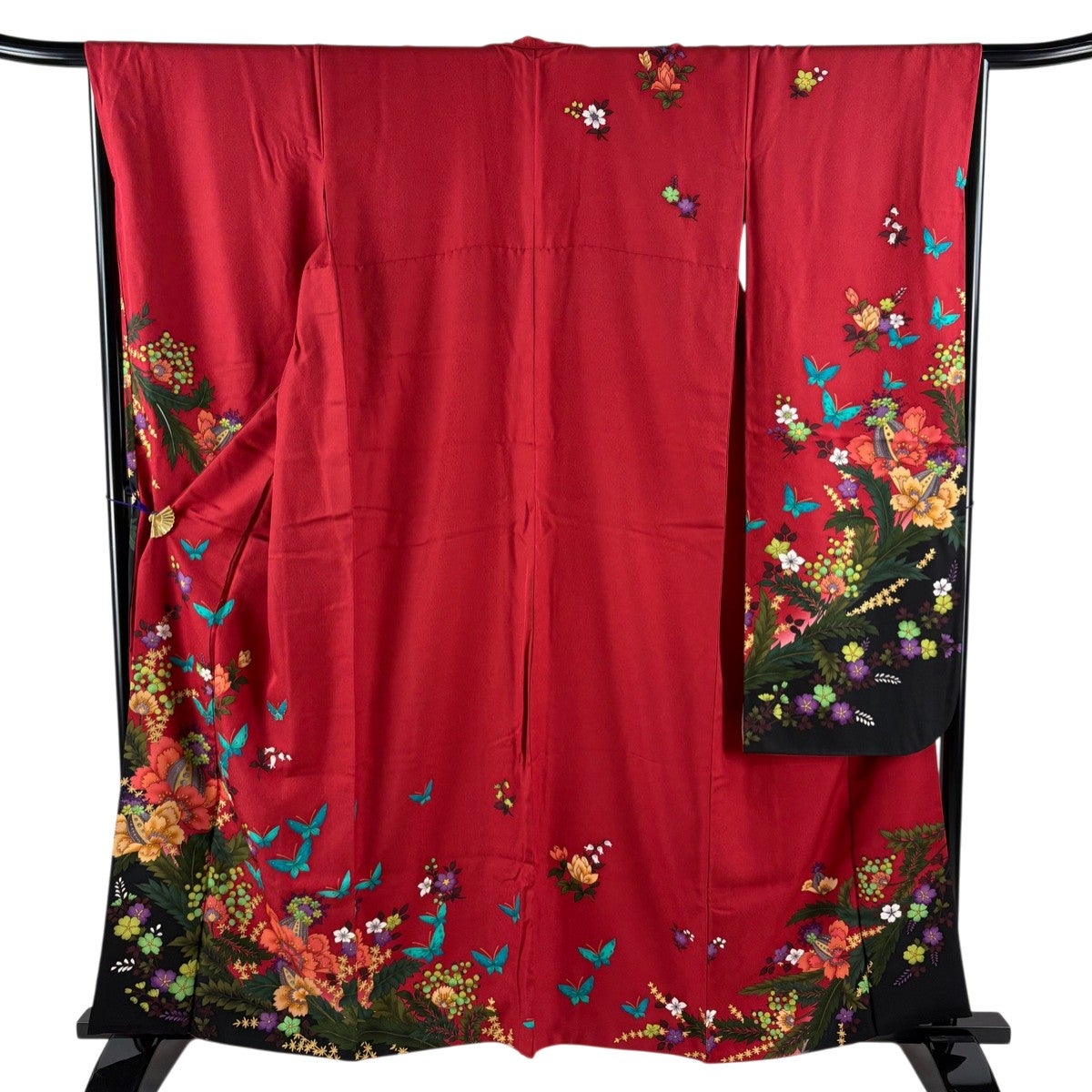 30%OFF 振袖 身丈160.5cm 裄丈66cm M 袷 袋帯フルセット 赤 正絹 秀品