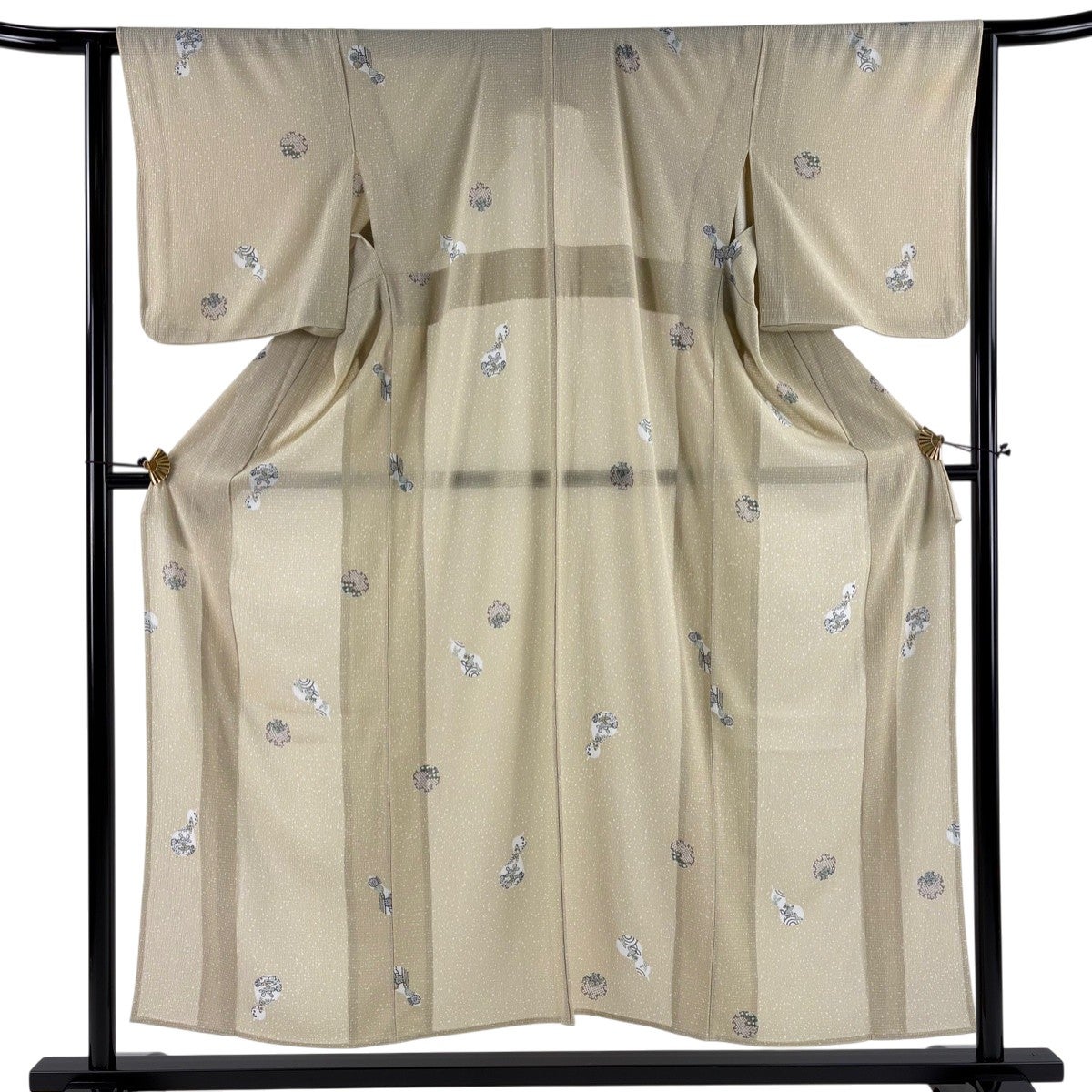 【美品】 付下げ 身丈155.5cm 裄丈62cm 正絹 秀品 【中古】 美品】 付下げ 身丈155cm 裄丈63.5cm S 袷 格子 幾何学模様 金糸