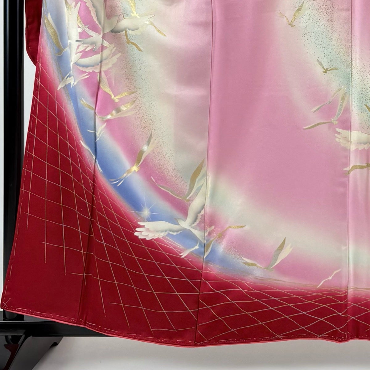 50%OFF 振袖 身丈160.5cm 裄丈65cm M 袷 秋山庄太郎 落款あり 鳥 幾何