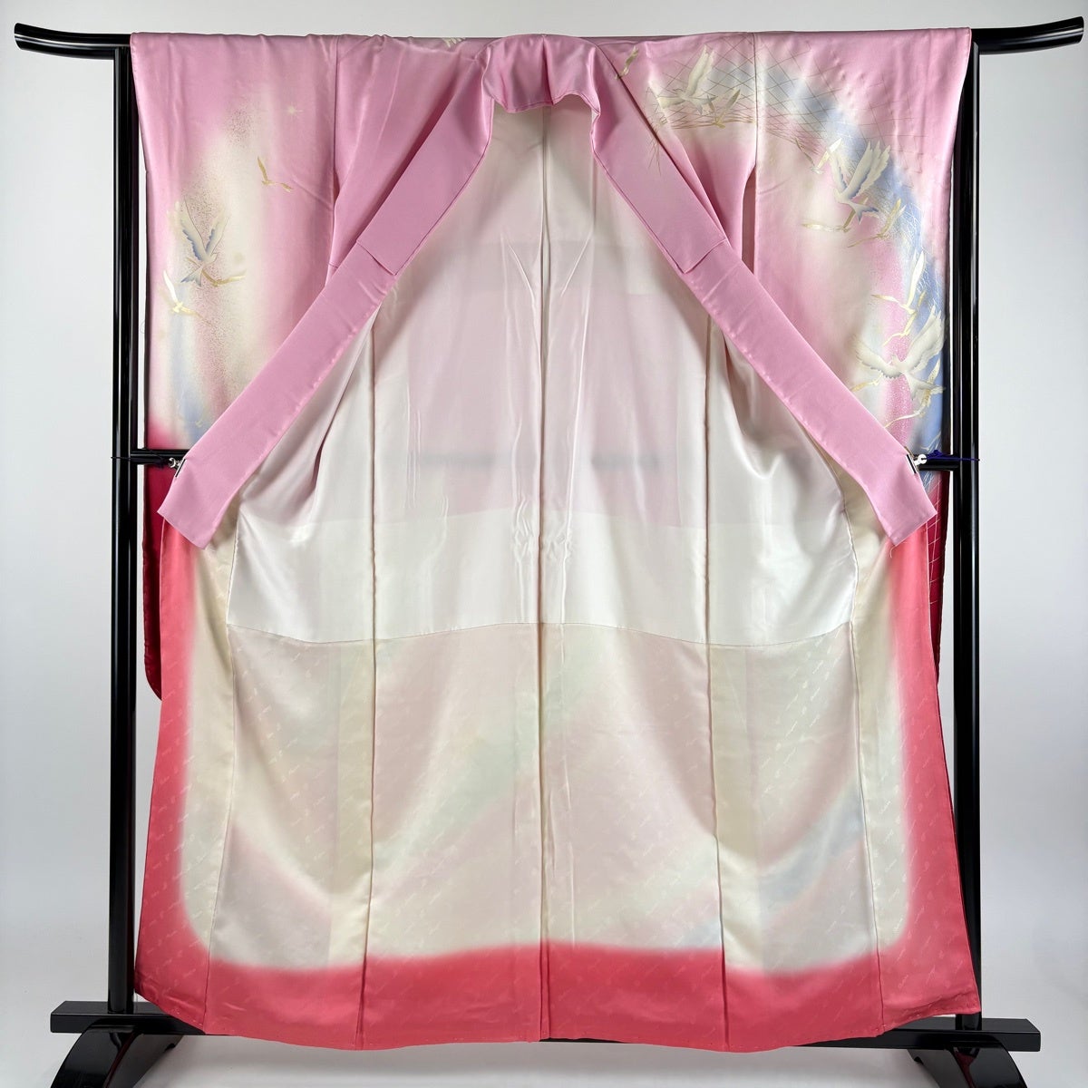 50%OFF 振袖 身丈160.5cm 裄丈65cm M 袷 秋山庄太郎 落款あり 鳥 幾何