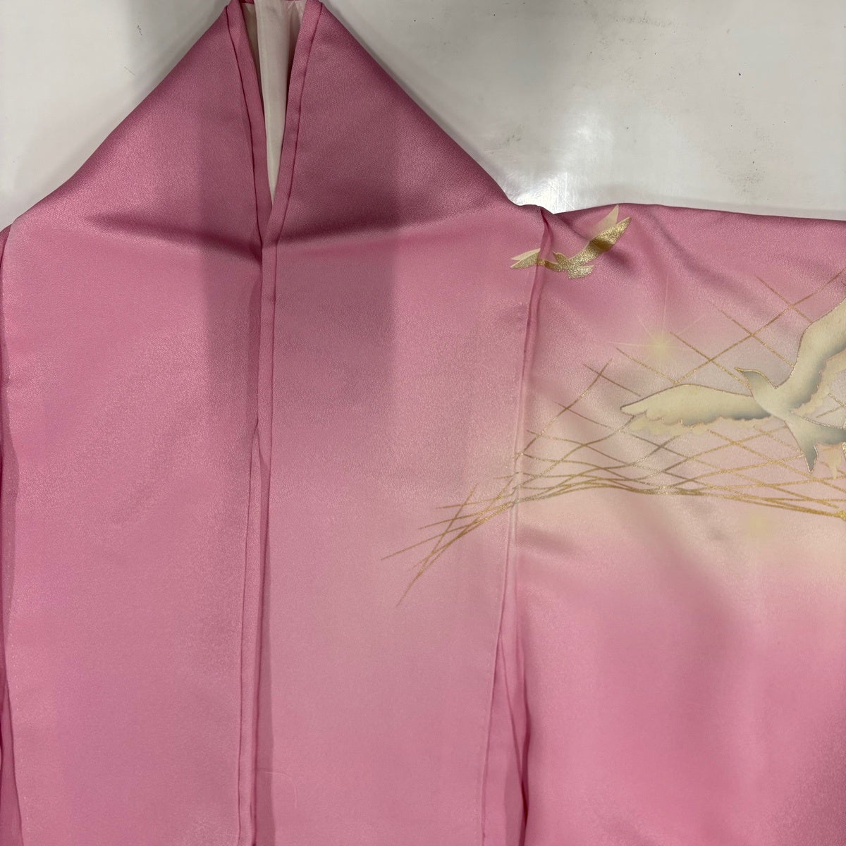 70%OFF 振袖 身丈160.5cm 裄丈65cm M 袷 秋山庄太郎 落款あり 鳥 幾何
