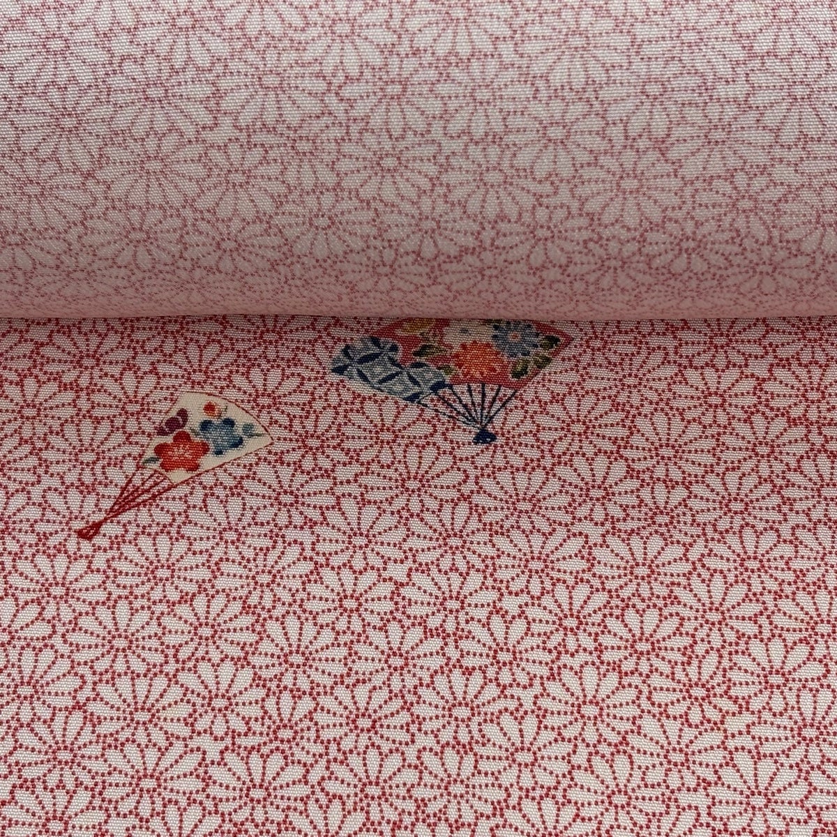 反物 秀品 小紋 加賀友禅 扇 菊 朱色 正絹｜中古・古着・リサイクル