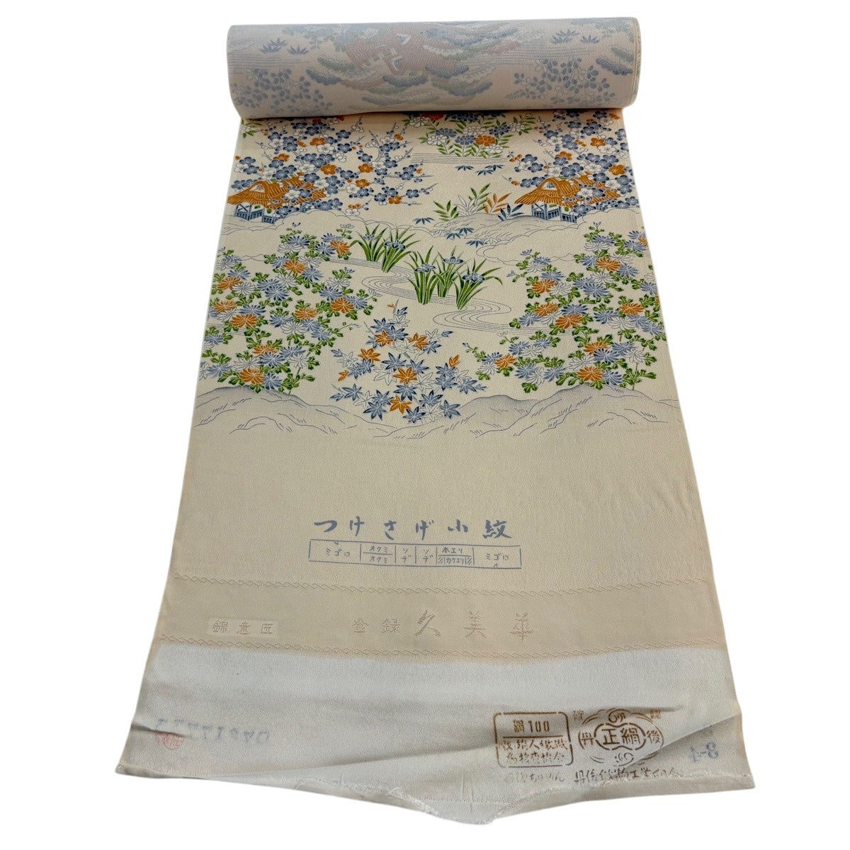 反物 秀品 付下げ 風景 建物 灰白 正絹｜中古・古着・リサイクル着物