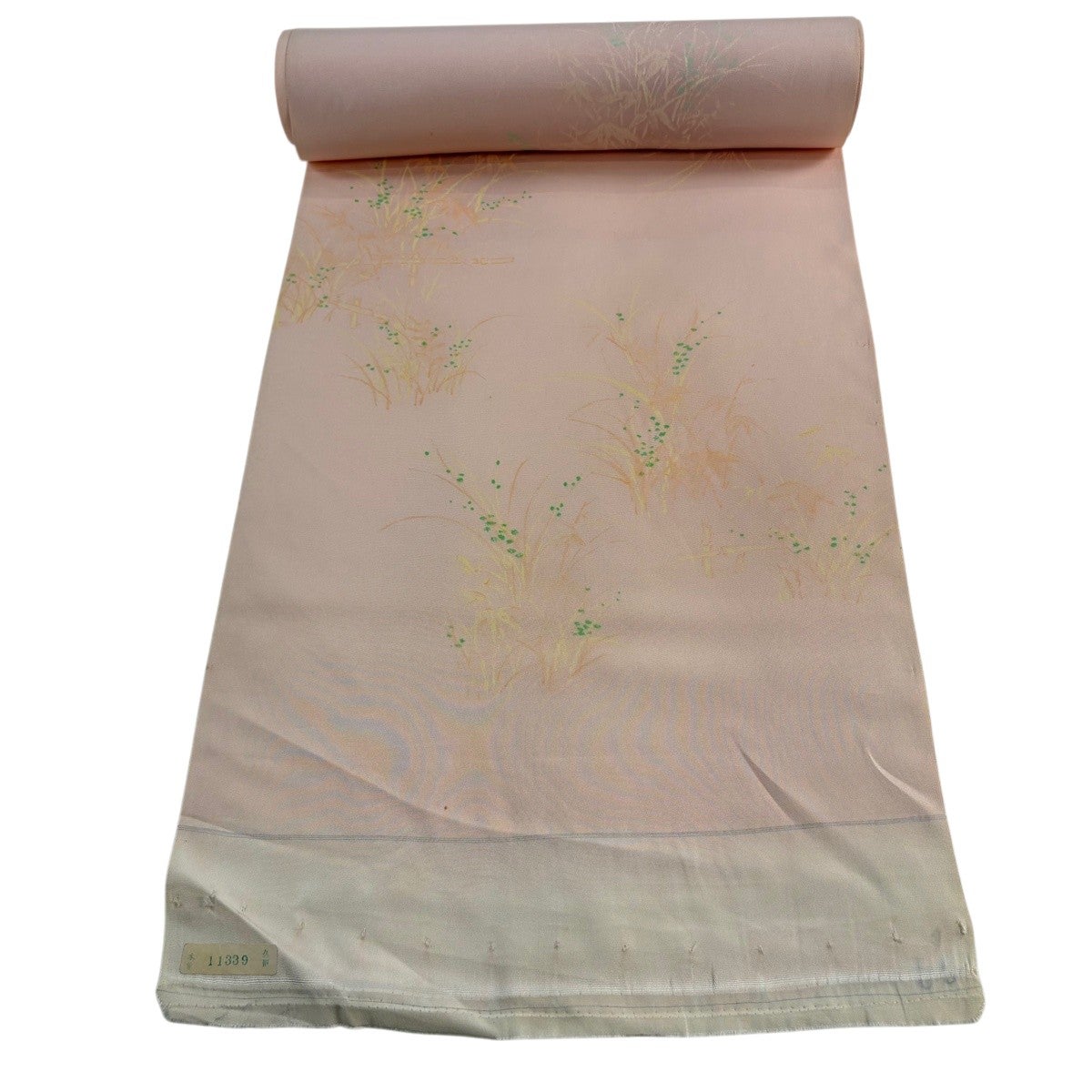反物 秀品 色無地 落款 地紋 桜草木染 ピンク 正絹｜中古・古着