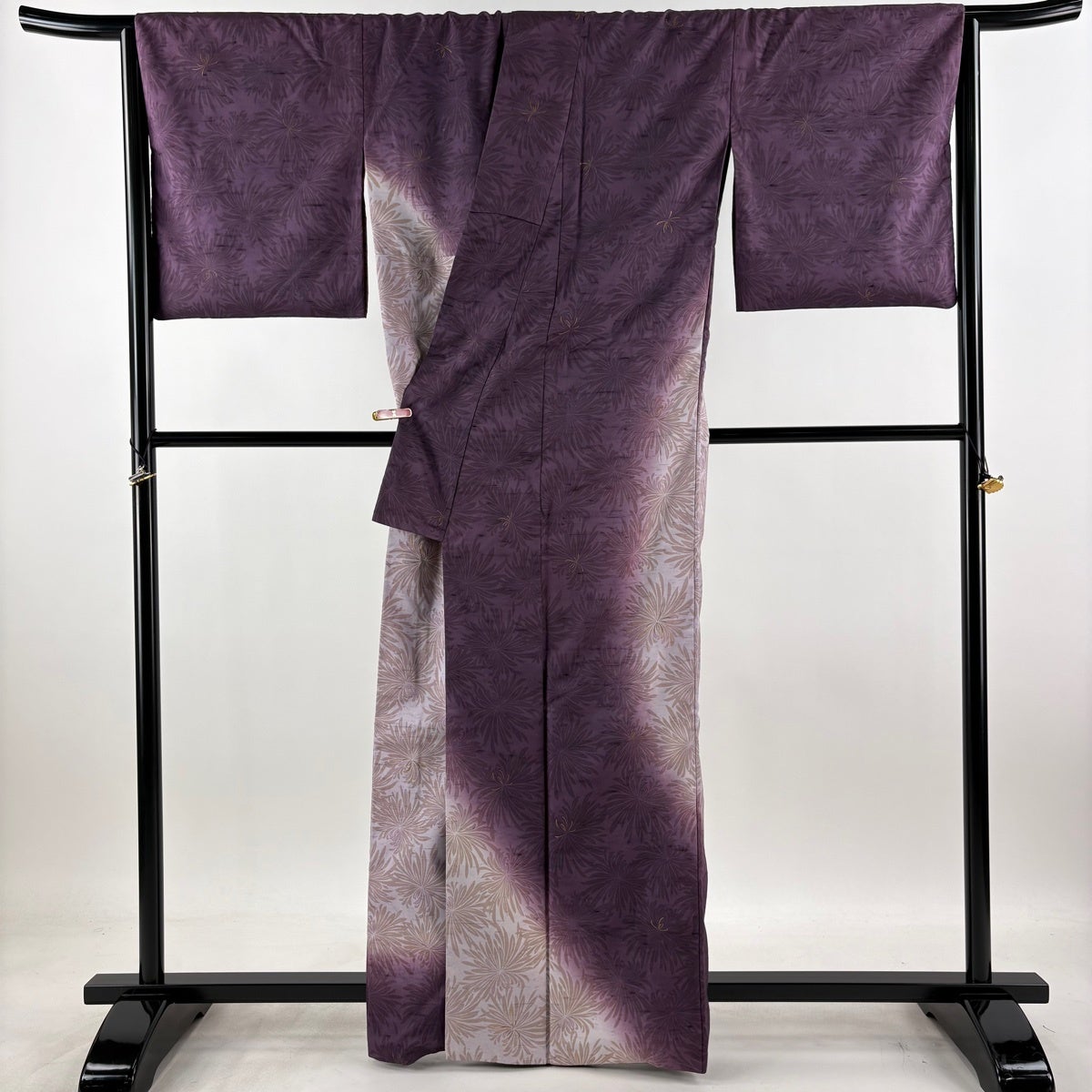 牛首紬 訪問着 正絹 中古 ぼかし染 あずき色 赤紫 袷 yzk818 美品】 訪問着 身丈163cm 裄丈68.5cm L 袷 牛首紬地 想屋 やまと 落款