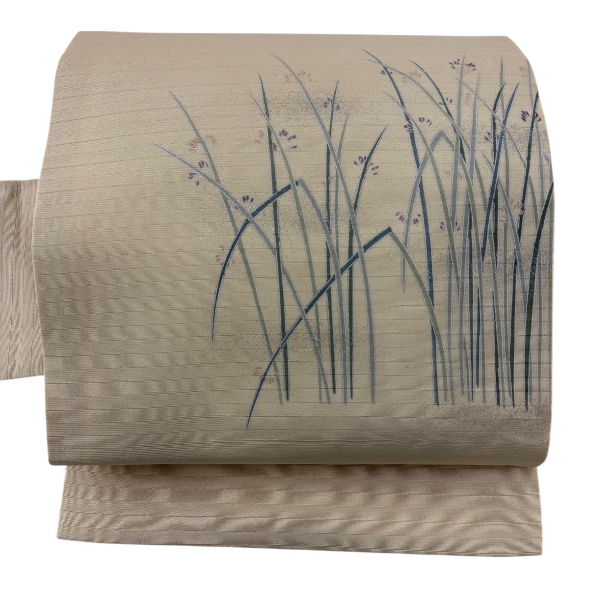 美品】 名古屋帯 秀品 夏帯 絽 草花 芝 金銀糸 灰茶 正絹｜中古・古着 