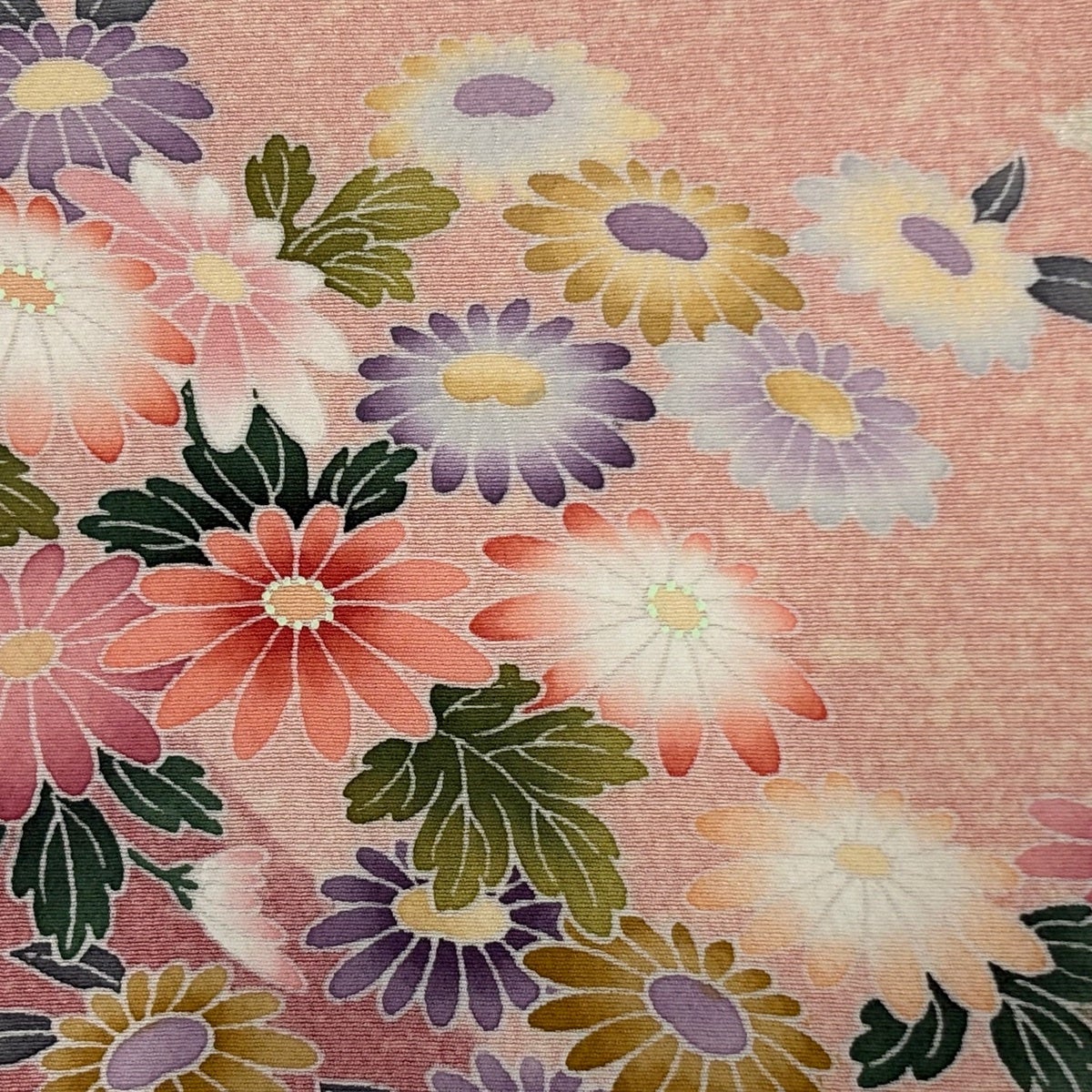 美品】 訪問着 身丈160cm 裄丈64.5cm M 袷 草花 霞 絞り ぼかし ピンク