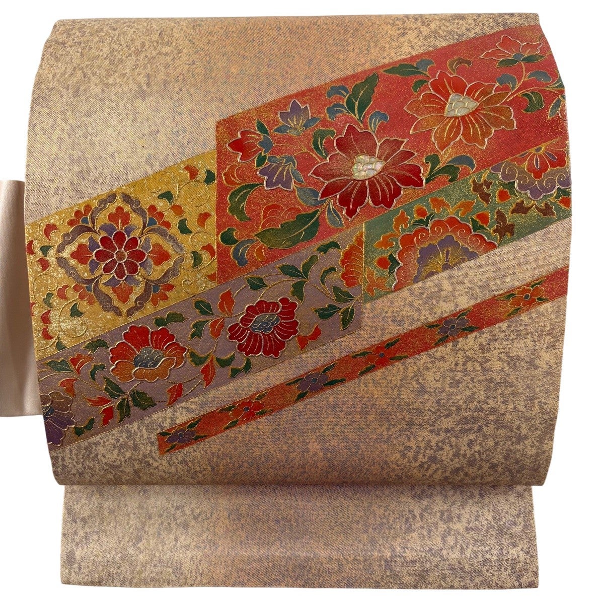 50%OFF 【美品】 名古屋帯 秀品 草花 華文 螺鈿 金彩 金色 正絹 K50