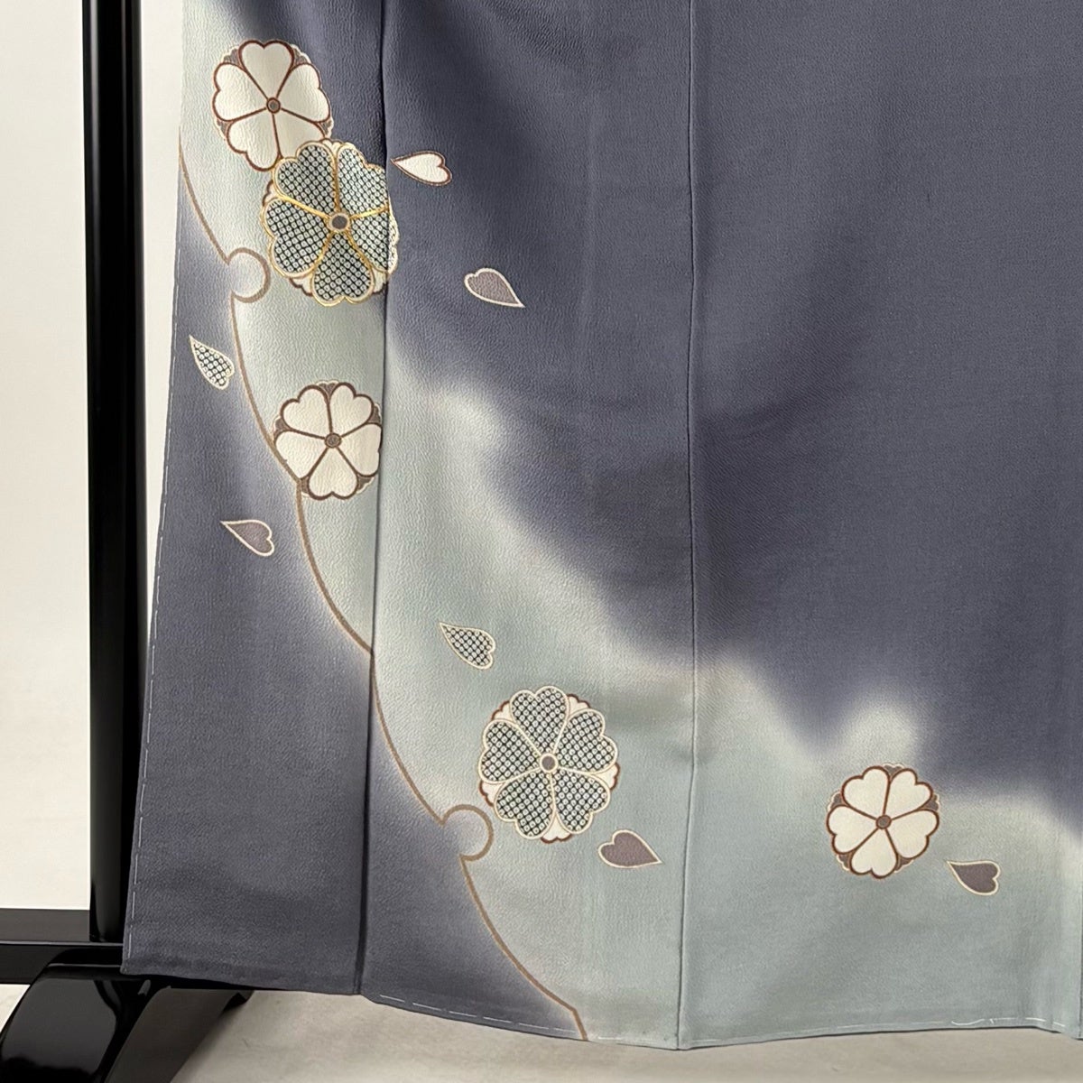 美品】 訪問着 身丈163cm 裄丈65cm M 袷 桜 花びら 金糸 金彩 灰色