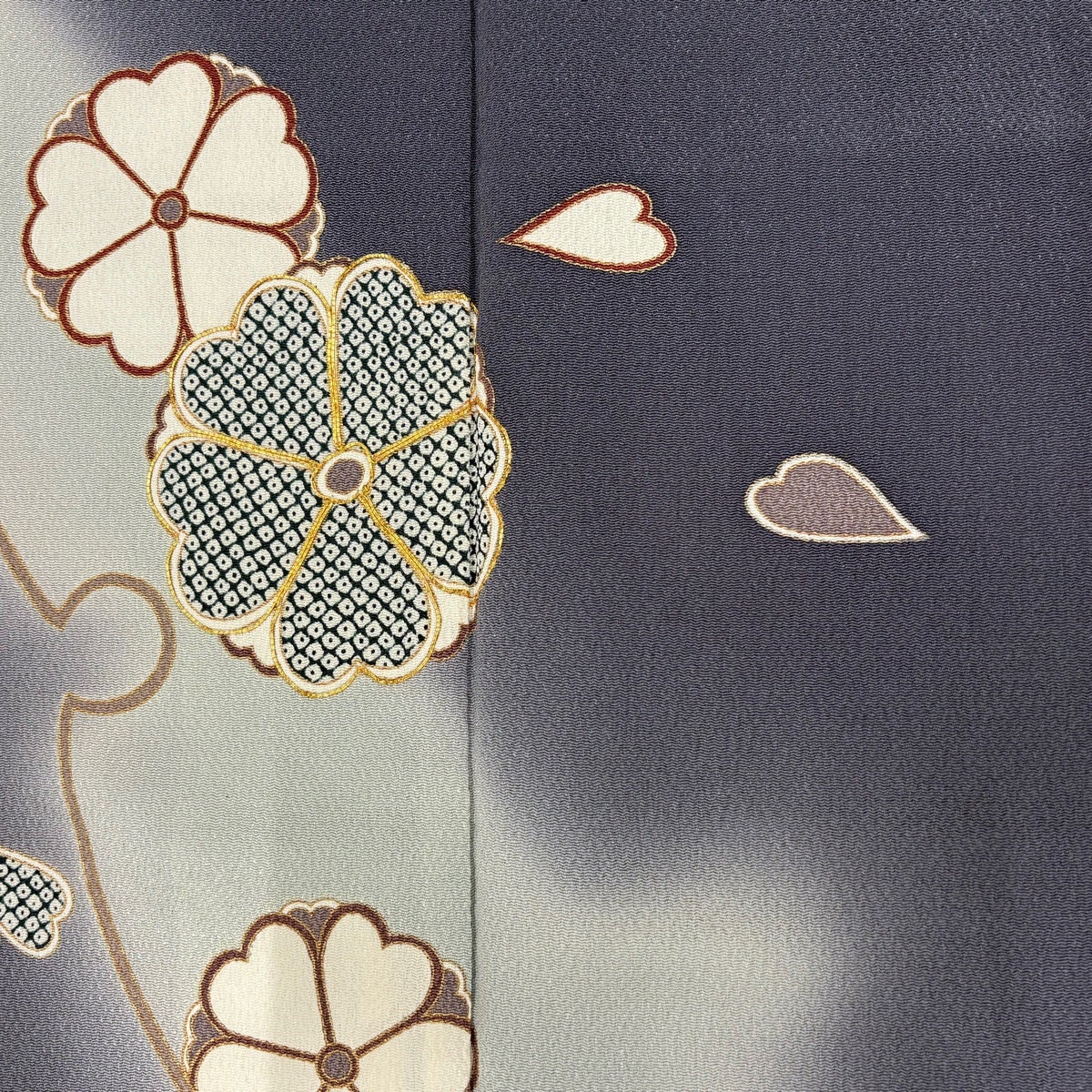美品】 訪問着 身丈163cm 裄丈65cm M 袷 桜 花びら 金糸 金彩 灰色