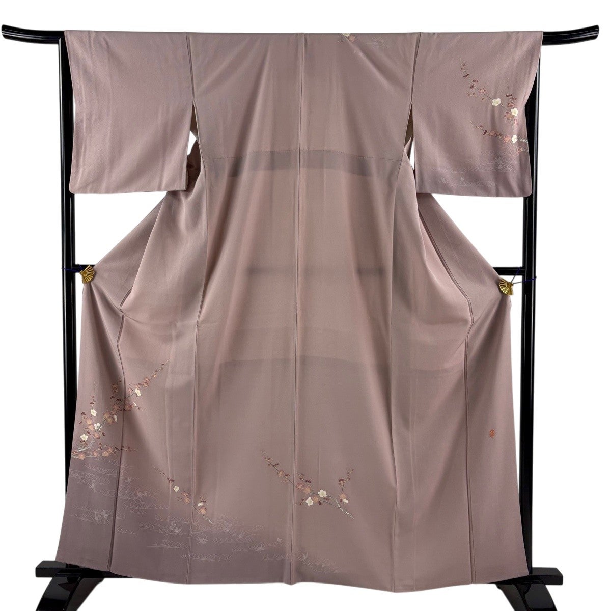 美品】 訪問着 身丈158cm 裄丈65cm M 袷 牡丹 草花 染め分け ぼかし 薄