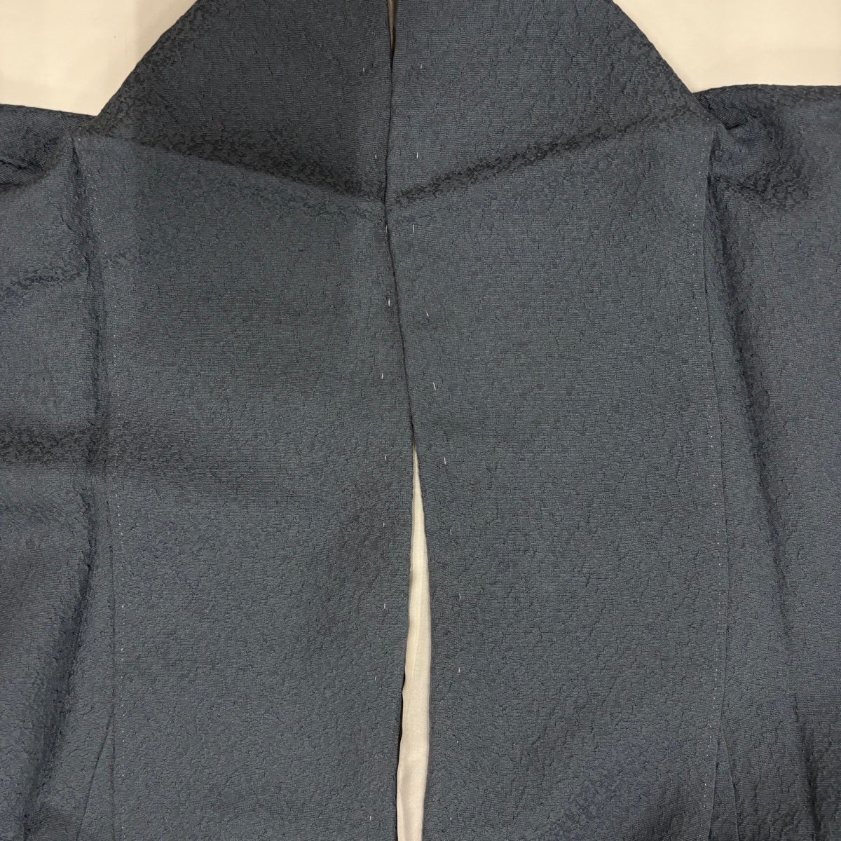色無地 身丈165cm 裄丈65.5cm M 袷 地紋 青灰色 正絹 秀品｜中古・古着