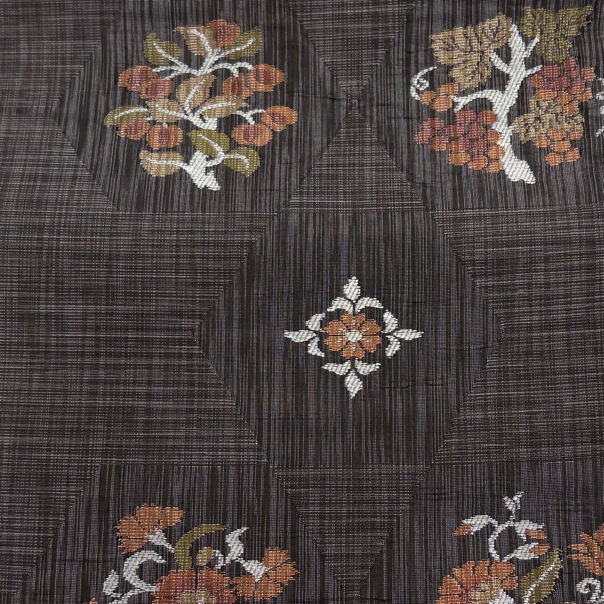 おまとめ　名古屋帯　花唐草　チャコール 美品】 名古屋帯 秀品 花唐草 葡萄 茶紫 正絹｜中古・古着・リサイクル