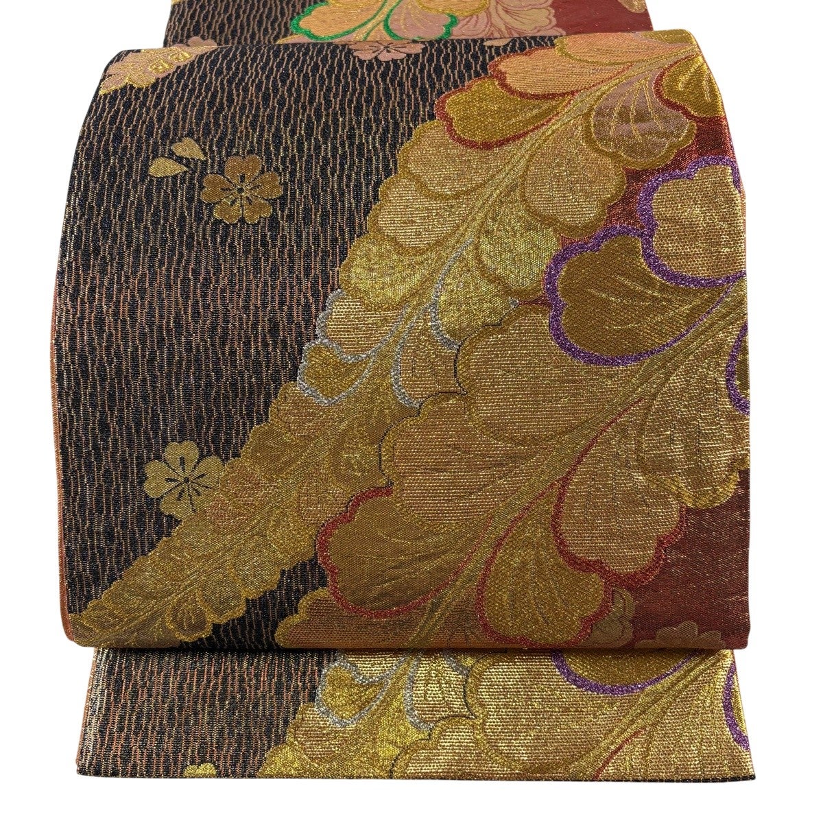 袋帯 六通 秀品 美品 正絹 桜 金銀糸 振袖向き 箔 刺繍 名品 菊 華文
