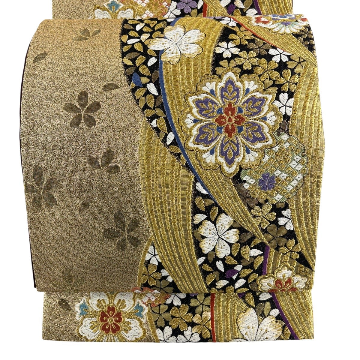 袋帯 秀品 桜 金糸 箔 金色 六通 正絹｜中古・古着・リサイクル着物