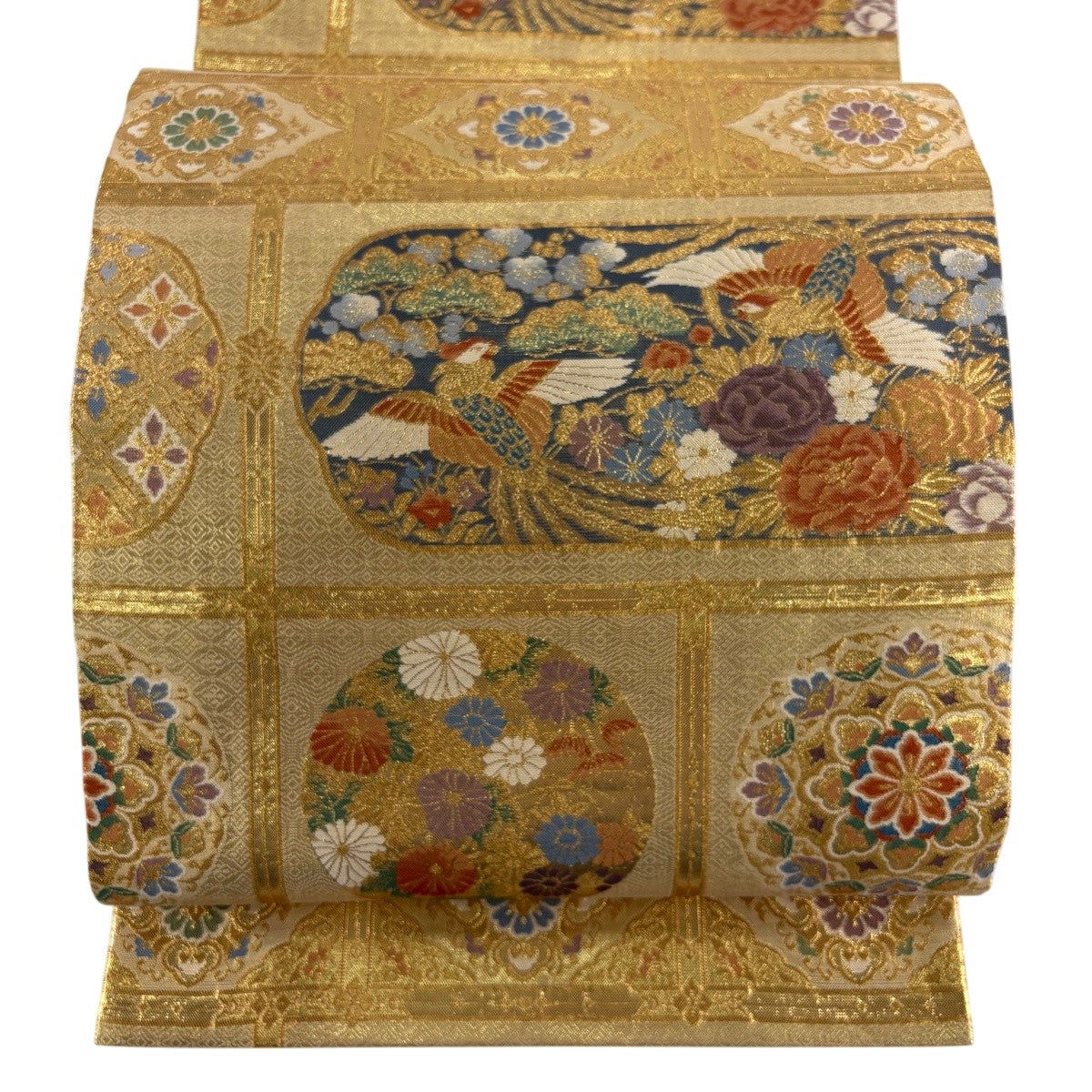 正絹・品格のある金色の袋帯・金糸金箔たっぷり・六通 袋帯 秀品 華文