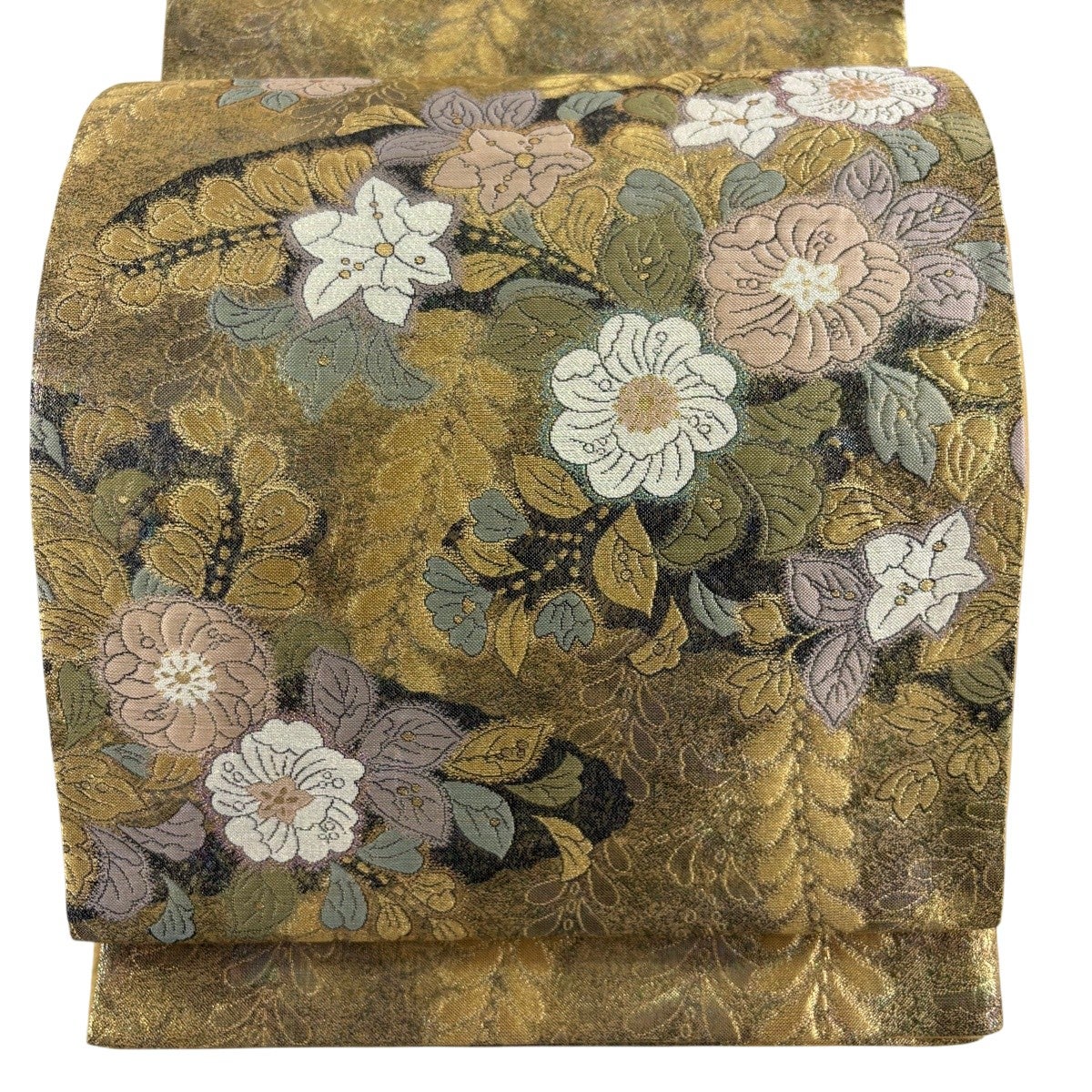 袋帯 秀品 やまと 辻が花柄 金糸 箔 金色 お太鼓柄 正絹｜中古・古着