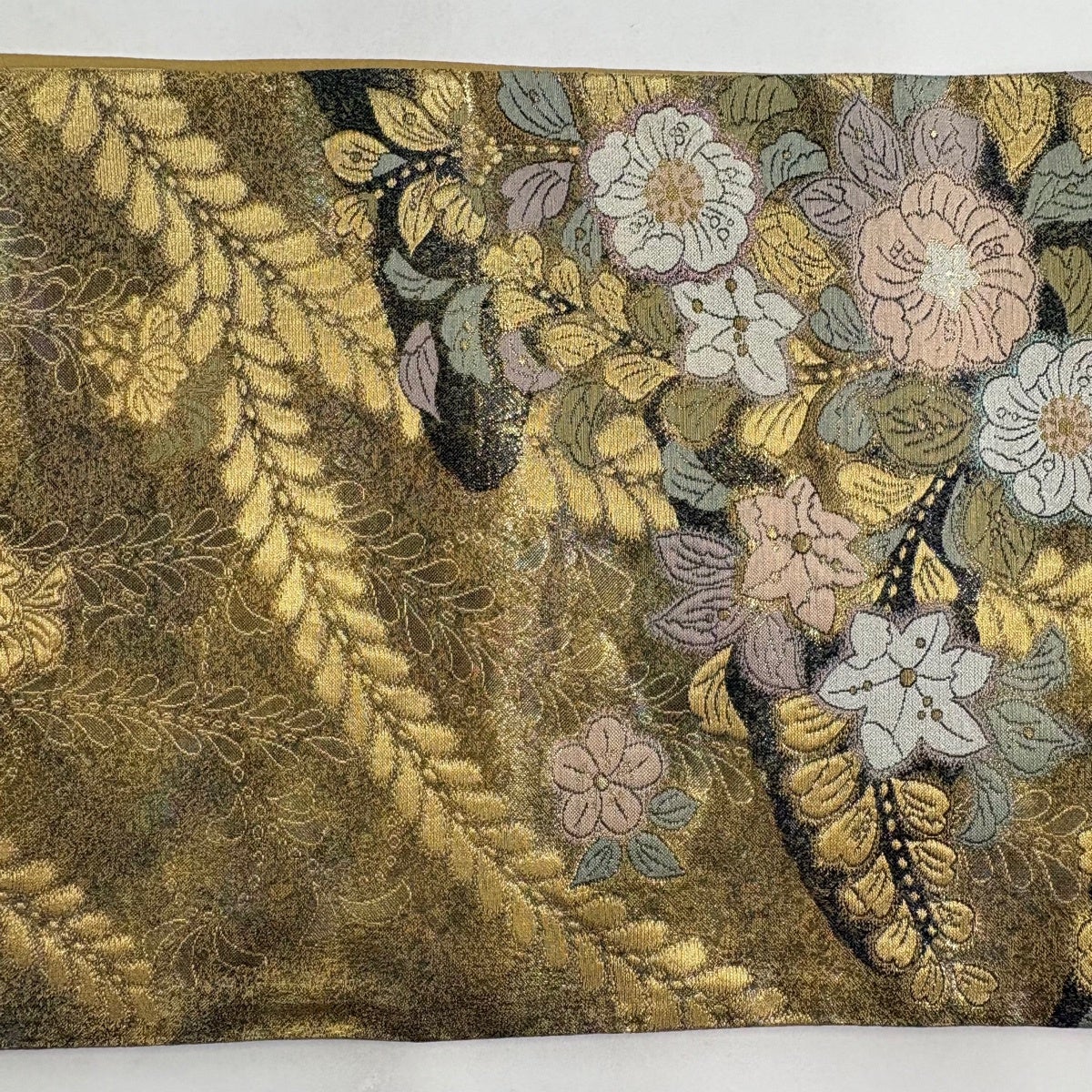 袋帯 秀品 やまと 辻が花柄 金糸 箔 金色 お太鼓柄 正絹｜中古・古着