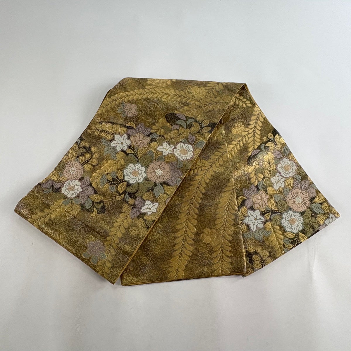 袋帯 秀品 やまと 辻が花柄 金糸 箔 金色 お太鼓柄 正絹｜中古・古着