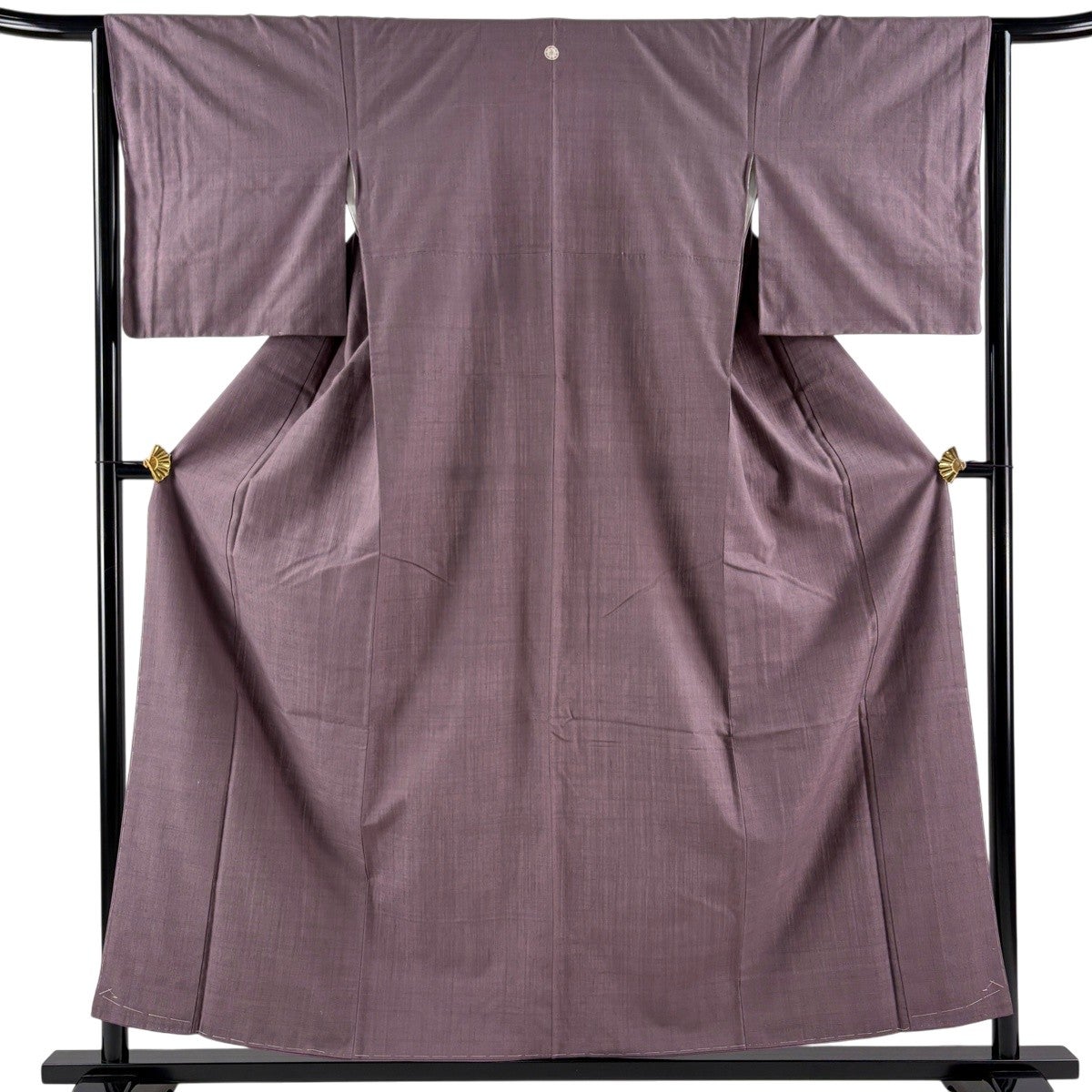 美品】 紬 身丈156.5cm 裄丈64cm M 袷 置賜紬 証紙あり 灰紫 正絹 名品