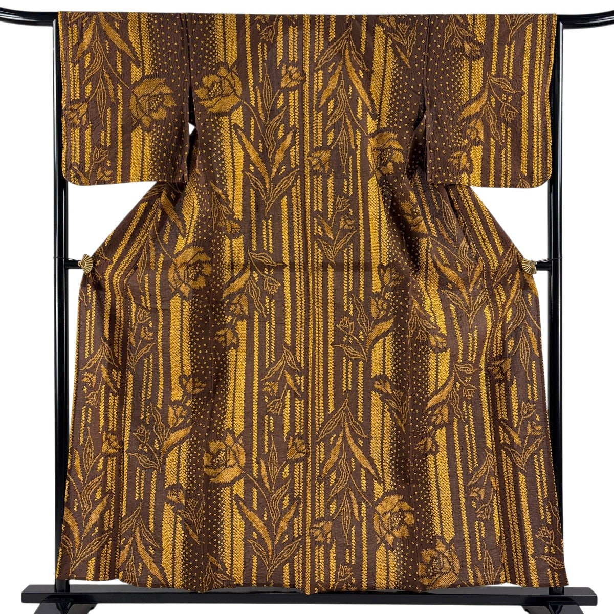 絞り浴衣　身丈157.5 裄66.5 ブルー系　197 美品】 浴衣 身丈157.5cm 裄丈65cm M 絞り浴衣 チューリップ 焦茶色 綿