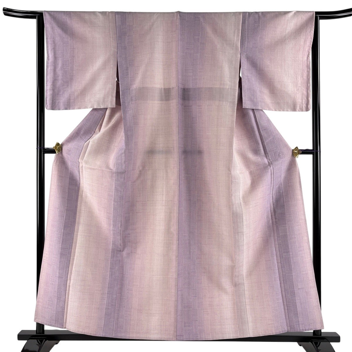 美品】 紬 身丈158cm 裄丈63.5cm S 単衣 やまと 縦ぼかし 薄紫 正絹 秀